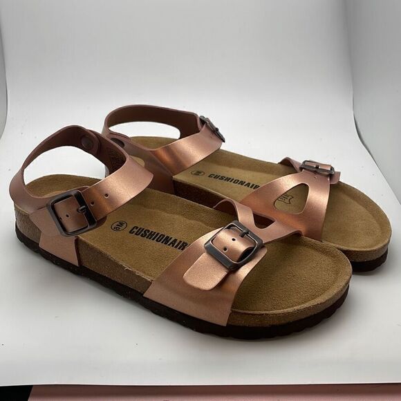 CUSHIONAIRE Women's Cork footbed Sandal SIZE 8 ROSEGOLD - Picture 1 of 8